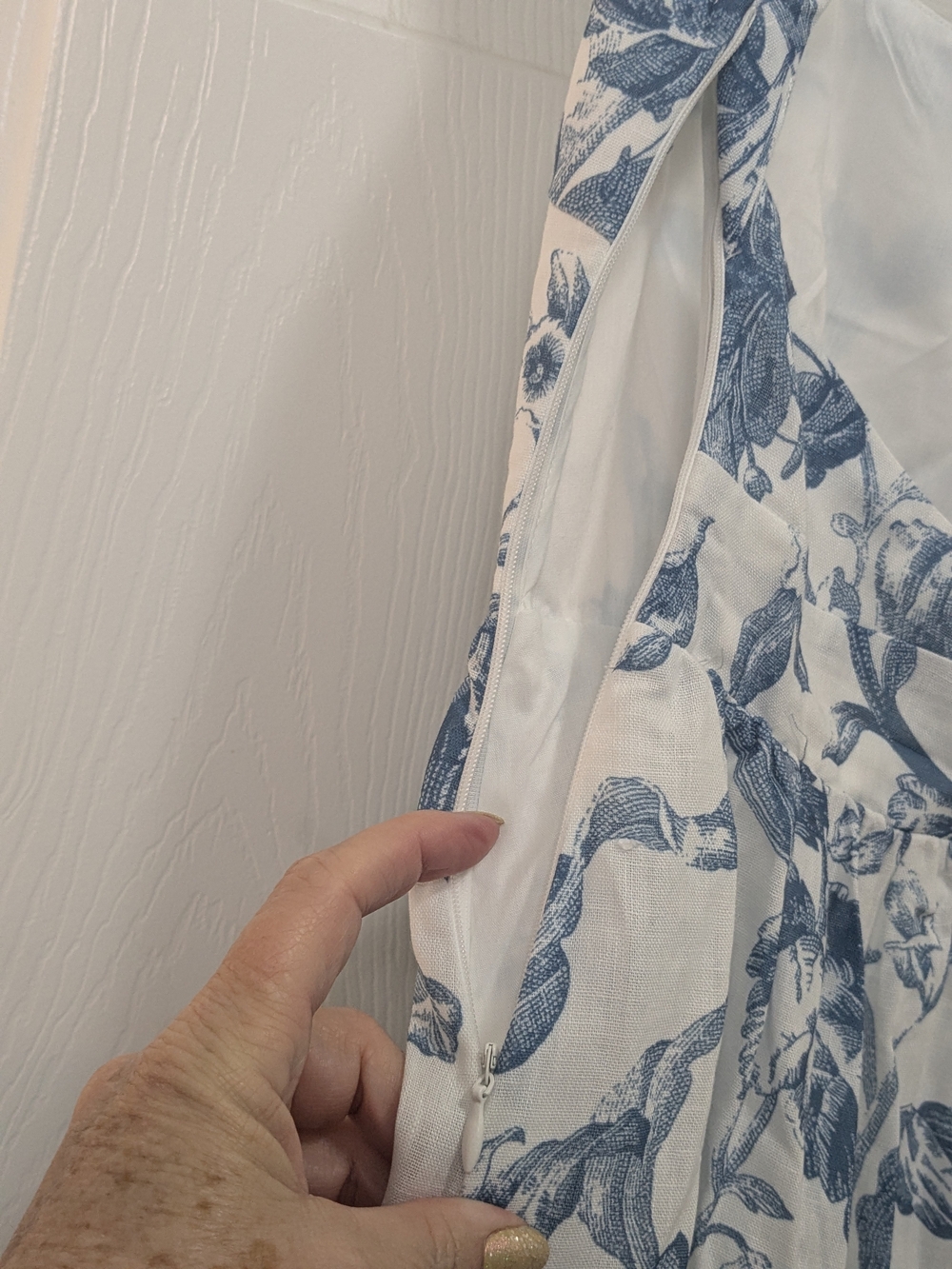Tuckernuck White Maxi Dress with Blue Floral Print - Picture 6 of 8